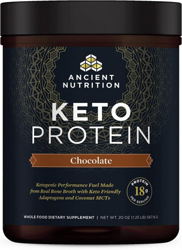 Chocolate Ancient Nutrition Keto Protein Powder with Fats from Bone Broth and MCT Oil